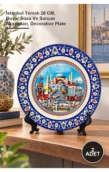 2 Adet Dekoratif Porselen Tabak İstanbul Temalı 20 Cm, Duvar Süsü Ve Sunum Aksesuarı, Decorative Plate Ham 2 Adet Dekoratif Porselen Tabak İstanbul Temalı 20 Cm, Duvar Süsü Ve Sunum Aksesuarı, Decorative Plate Ham