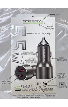 Soffany 55w Araç Şarj Cihazı - Lisinya Soffany 55w Araç Şarj Cihazı - Lisinya