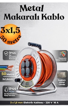 Makaralı Seyyar Uzatma Kablosu 50 Metre Kapaklı 4 Prizli Metal Makaralı 3x1.5 Mm 50 Mt 4'lü Priz Uzatma Kablosu 3x1.5 Mm Metre 50 M Makaralı Seyyar Uzatma Kablosu 50 Metre Kapaklı 4 Prizli Metal Makaralı 3x1.5 Mm 50 Mt 4'lü Priz Uzatma Kablosu 3x1.5 Mm Metre 50 M