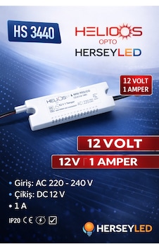 Helios Hs-3440 12v 1 Amper Mini Trafo 12w Helios Hs-3440 12v 1 Amper Mini Trafo 12w
