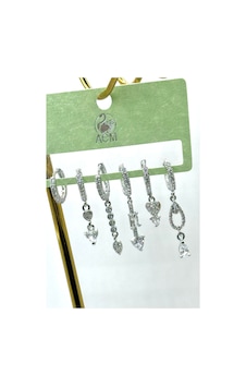 Kadın Küpe İthal Full Zirkon Seri 6'lı Damla Kalp Uzun Sallantı Kararmaz Küpe Gümüş Kadın Küpe İthal Full Zirkon Seri 6'lı Damla Kalp Uzun Sallantı Kararmaz Küpe Gümüş