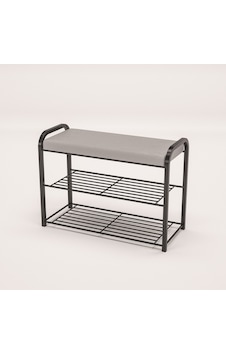 Retohome 2322 Metal 3 Katlı Minderli Ayakkabılık ve Çok Amaçli Raf Siyah Retohome 2322 Metal 3 Katlı Minderli Ayakkabılık ve Çok Amaçli Raf Siyah