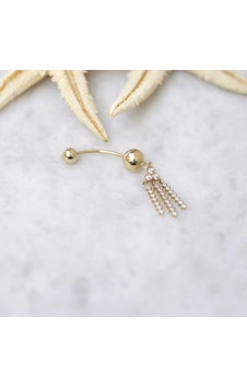Püsküllü Göbek Piercing Altın Püsküllü Göbek Piercing Altın