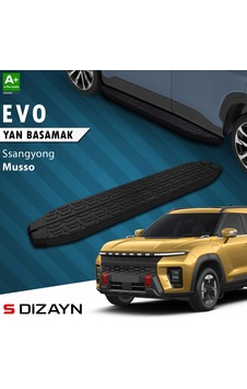 S-dizayn Ssangyong Musso Elektrikli Evo Siyah Yan Basamak 223 Cm 2025 Üzeri A+ Kalite