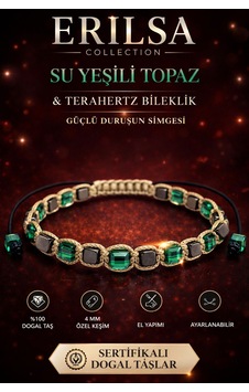 Sertifikalı Su Yeşili Topaz Terahertz Bileklik - 4 Mm Küp Kesim Çok Renkli Sertifikalı Su Yeşili Topaz Terahertz Bileklik - 4 Mm Küp Kesim Çok Renkli