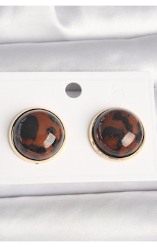 Pirinç Gold Renk 3d Daire Leopar Model Kadın Küpe Çok Renkli Pirinç Gold Renk 3d Daire Leopar Model Kadın Küpe Çok Renkli
