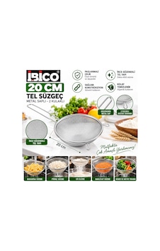 İbico İ22-301 Tel Süzgeç 20cm Sap: 15.5cm 2 Kulaklı Metal Saplı - 12'li Paket