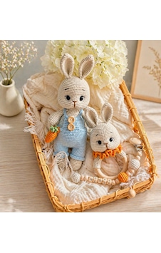 Amigurumi Tavşan 3 Lü Bebek Seti Amigurumi Tavşan 3 Lü Bebek Seti