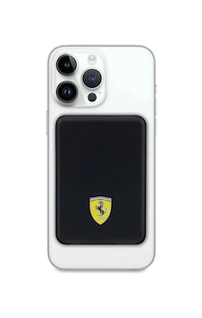 Ferrari Led Işıklı Göstergeli M-safe Magnetik  Lisanslı Powerbank 5000 Mah Siyah