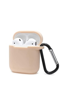 Uray Store Apple AirPods Uyumlu 2 2.nesil Sert Silikon Kılıf - Bej Diğer