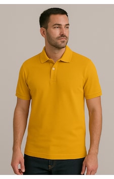 Parshey Regular Fit %100 Pamuk Polo Yaka Yarım Kollu Basic T-shirt Sarı Parshey Regular Fit %100 Pamuk Polo Yaka Yarım Kollu Basic T-shirt Sarı