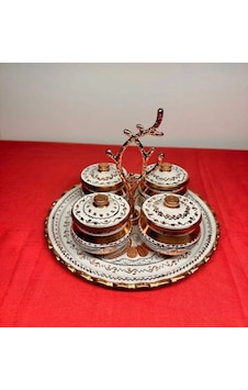 Bakır 4lü Baharatlık 3 Beyaz