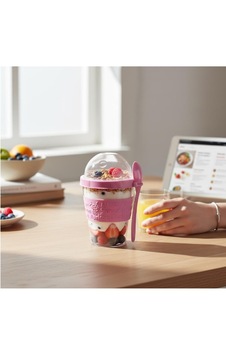 Titiz 600 Ml Kaşıklı Yoğurt Müsli Kabı Taşınabilir Kase - Pembe Titiz 600 Ml Kaşıklı Yoğurt Müsli Kabı Taşınabilir Kase - Pembe