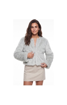 Onloox Kadın Buz Gri Buz Gri Polyester Kumaş Bisiklet Yaka Uzun Kollu Suni Kürk Detaylı Astarlı Mont Onloox Kadın Buz Gri Buz Gri Polyester Kumaş Bisiklet Yaka Uzun Kollu Suni Kürk Detaylı Astarlı Mont