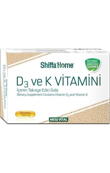 AksuVital Shiffa Home D3 ve K Vitamini İçeren Takviye Edici Gıda 30 Kapsül 1300 MG AksuVital Shiffa Home D3 ve K Vitamini İçeren Takviye Edici Gıda 30 Kapsül 1300 MG