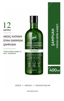 Ardıç Katranı Şampuanı Siyah Sarımsak Şampuan Kepek Karşıtı 12 Aktifli 400 Ml Tüm Saç Tipleri