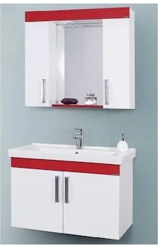 80 Cm Mdf Kırmızı Banyo Dolabı Mdf Beyaz 80 Cm Mdf Kırmızı Banyo Dolabı Mdf Beyaz