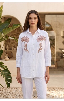 Lale Butik Nakış Ve Pul Detaylı Gömlek 14701 Beyaz04 Lale Butik Nakış Ve Pul Detaylı Gömlek 14701 Beyaz04