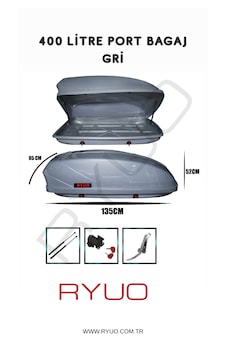Ryuo Araç Üstü Tabut Port Bagaj 400 Litre Gri Ryuo Araç Üstü Tabut Port Bagaj 400 Litre Gri