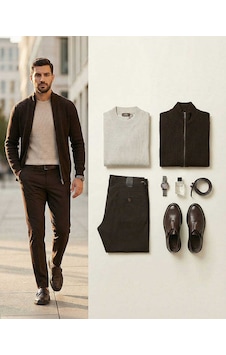 Bys Beystil Erkek Kahverengi Slim Fit Keten Pantolon