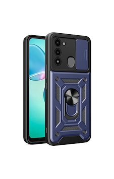 Zore Tecno Spark 8c Kılıf Magnetik Standlı Kamera Korumalı Omsy Sürgülü Vega Kapak - Mavi Zore Tecno Spark 8c Kılıf Magnetik Standlı Kamera Korumalı Omsy Sürgülü Vega Kapak - Mavi