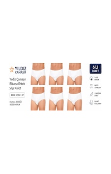 Yıldız Çamaşır Erkek Ribana Slip Külot 07 - 6 Adet Beyaz Yıldız Çamaşır Erkek Ribana Slip Külot 07 - 6 Adet Beyaz