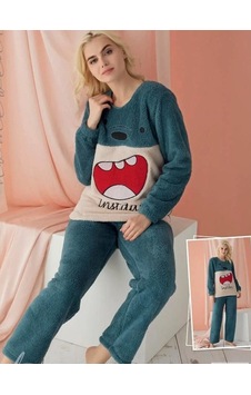 Polkan 17827 Bayan Velsof Polar Pijama Takım PETROL YEŞİL Polkan 17827 Bayan Velsof Polar Pijama Takım PETROL YEŞİL