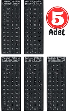 MN6 MF01 Türkçe F Klavye Sticker 5 Adet Laptop PC Uyumlu Silinmez Yapışkanlı Klavye Etiketi MN6 MF01 Türkçe F Klavye Sticker 5 Adet Laptop PC Uyumlu Silinmez Yapışkanlı Klavye Etiketi
