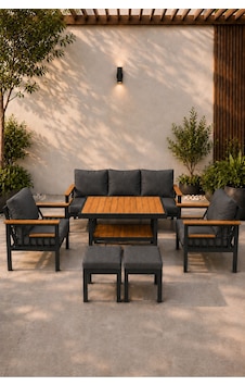 Sole Serisi Balkon Takımı, 3-1-1 Antrasit Bahçe Takımı, 3'lü Koltuk 70x180, 2 Tekli Koltuk 70x70, Masa 70x110, 2 Puf Antrasit Sole Serisi Balkon Takımı, 3-1-1 Antrasit Bahçe Takımı, 3'lü Koltuk 70x180, 2 Tekli Koltuk 70x70, Masa 70x110, 2 Puf Antrasit