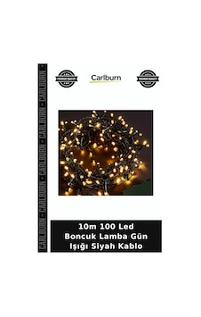 Özel Üretim Dekoratif Aydınlatma Yılbaşı Süsü 10m 100 Led Boncuk Lamba Gün Işığı Siyah Kablo