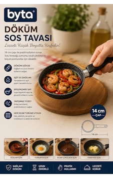 14 Cm Döküm Sos Tavası Yapışmaz Granit Desenli Mini Tava Diğer