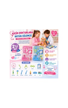 Oyuncak Doktor Seti - 2 Farklı Renk Seçenekli Eğitici Sağlık Ve Doktorluk Evcilik Oyuncak Seti 2li Set Pembe , Mavi - 893289425
