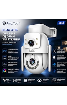 Inox X116 Dual Lens Dış Ortam Wifi Ptz Kamera 2 Kameralı Inox X116 Dual Lens Dış Ortam Wifi Ptz Kamera 2 Kameralı