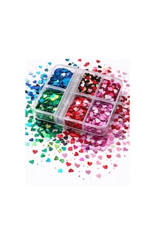 Rainbow Metallic Heart Nail Glitter Box Rainbow Metallic Heart Nail Glitter Box