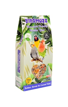 Birdmozz Premium Vitaminli Paraket Cennet Sultan ve Sevda Kuşu Yemi 700 G