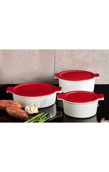 Porland Cookland Isıya Dayanıklı Kırmızı Tencere Takımı 6 Parça Porland Cookland Isıya Dayanıklı Kırmızı Tencere Takımı 6 Parça