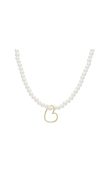 İncili Kalp Kolye 718015 Gold Gümüş İncili Kalp Kolye 718015 Gold Gümüş