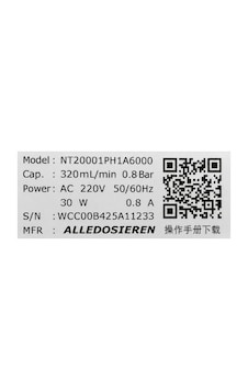 Alledosıeren Nt20001ph1a6000 Dozaj Pompası 320ml/dk 0.8bar 220v 30w Alledosıeren Nt20001ph1a6000 Dozaj Pompası 320ml/dk 0.8bar 220v 30w