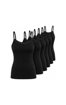 Westicgiyim Kadın Pamuklu İp Askılı Dantelli Atlet 6 Lı Paket %100 Pamuk Siyah Beyaz Ten M-l-xl-2xl