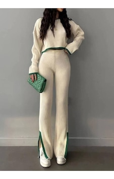 Abalı Yeni Sezon Triko Takım Kamar Model Yeşil Yeşil