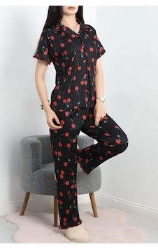 Seka Store Seka Pegasus Fırfırlı Düğmeli Pijama Takımı Siyahkiraz - 671.1287. Çok Renkli