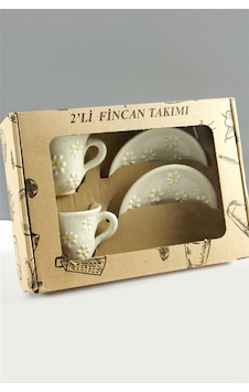 Papatya Desenli Seramik İkili Fincan Takımı Diğer