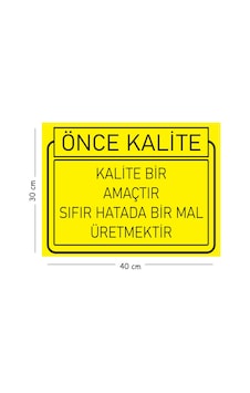 Metal Kalite Bir Amaçtır Sıfır Hatada Bir Mal Üretmektir 30x40 Cm A3 Uyarı İş Güvenliği Levhası Metal Kalite Bir Amaçtır Sıfır Hatada Bir Mal Üretmektir 30x40 Cm A3 Uyarı İş Güvenliği Levhası
