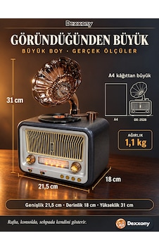 Dexxony Dx-2528 Antrasit Nostaljik Radyo Retro Gramofon Büyük Boy Şarjlı Bluetooth Hoparlör Fm Usb Dexxony Dx-2528 Antrasit Nostaljik Radyo Retro Gramofon Büyük Boy Şarjlı Bluetooth Hoparlör Fm Usb