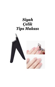 Çelik Tips Makası - Protez Tırnak Tips Kesme Makası - Takma Tırnak Makası Siyah