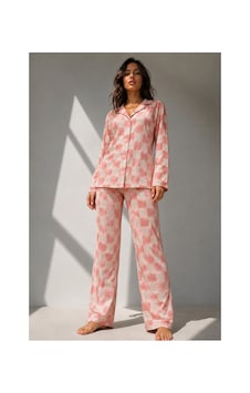 Fit Women Kadın Uzun Kol Pamuklu Pembe Pijama Takımı Fit Women Kadın Uzun Kol Pamuklu Pembe Pijama Takımı