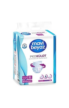 Mavi Beyaz Ped Emici Külot Hasta Bezi Large Büyük 30'lu Mavi Beyaz Ped Emici Külot Hasta Bezi Large Büyük 30'lu