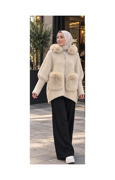 Moor Bej Kürk Cepli Peluş Kaban Bej - 936666635 Bej