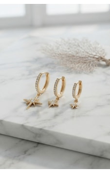 Gold Renk Kutup Yıldız Model 3 Lü Küpe Seti Çok Renkli Gold Renk Kutup Yıldız Model 3 Lü Küpe Seti Çok Renkli