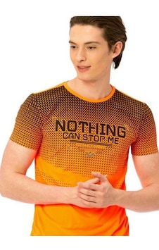 Lc Waikiki Baskılı Bisiklet Yaka Tişört T-shirt Koyu Turuncu